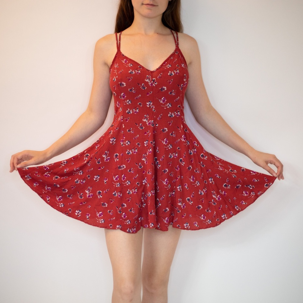 Red Floral American Eagle Sundress